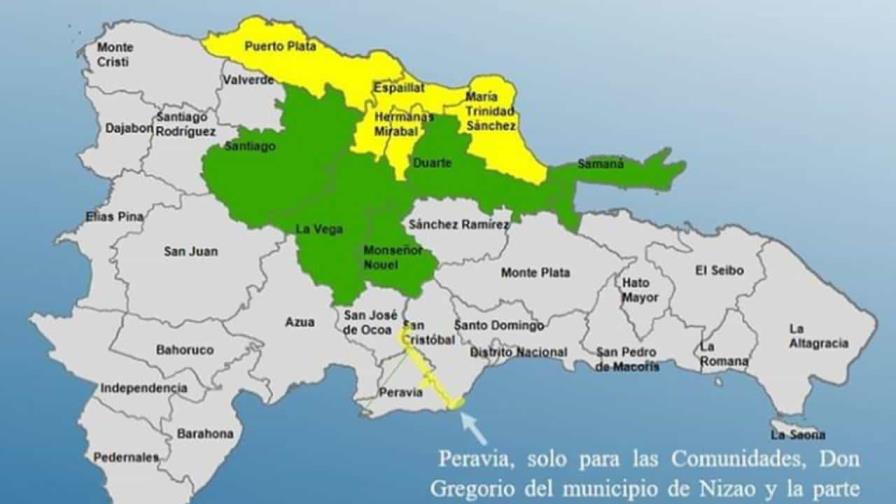 COE declara seis provincias en alerta amarilla y cinco en alerta verde por incidencia de vaguada