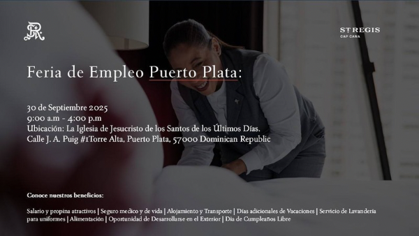     Realizarán en Puerto Plata Feria de Empleo con 200 vacantes disponibles para trabajar hotelería en Cap Cana  