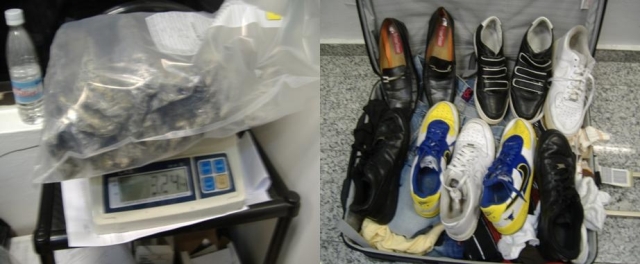 DNCD INCAUTA AILA MALETAS, ZAPATOS, PLANTILLAS RELLENAS COCAÍNA