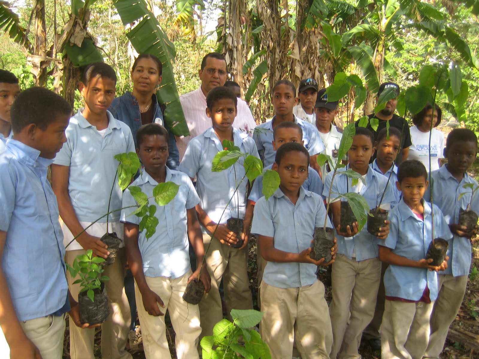 MEDIO AMBIENTE, ESCUELAS  REFORESTAN CAÑADA EN LUPERÓN