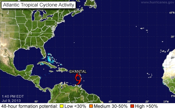 Tormenta Chantal aumenta intensidad de sus vientos; amenaza costa sur de RD