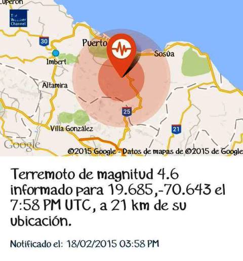 ¡Ay Mamá, la tierra tembló!! Se registran tres sismos en la región del Cibao incluyendo a Puerto Plata