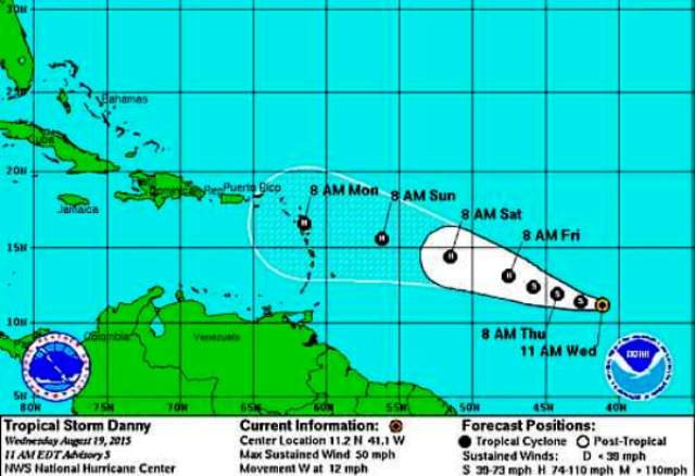 Meteorología le da seguimiento a la tormenta tropical Danny que sigue desplazándose por el Atlántico