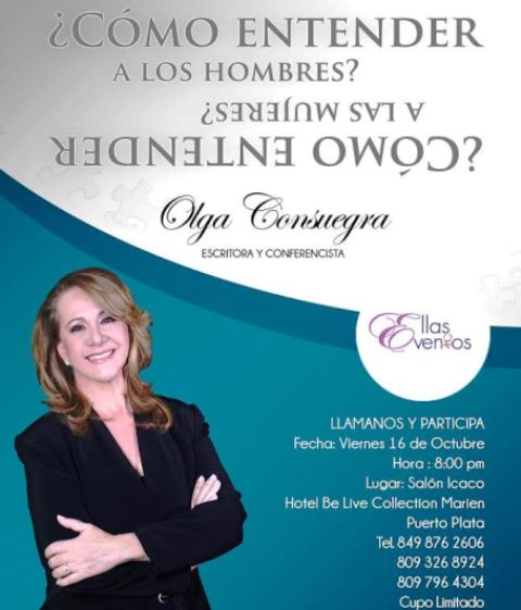 Presentarán hoy en Puerto Plata el conversatorio ¿Cómo entender a los Hombres?, ¿Cómo entender a las Mujeres?