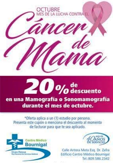 Centro Médico Bournigal ofrecerá durante todo el mes de octubre descuentos en mamografías