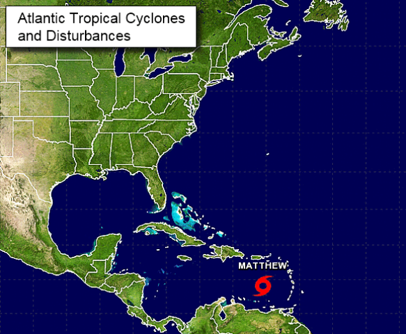 Anuncian temperaturas calurosas y lluvias debido al paso de la tormenta tropical Mathew por el Mar Caribe