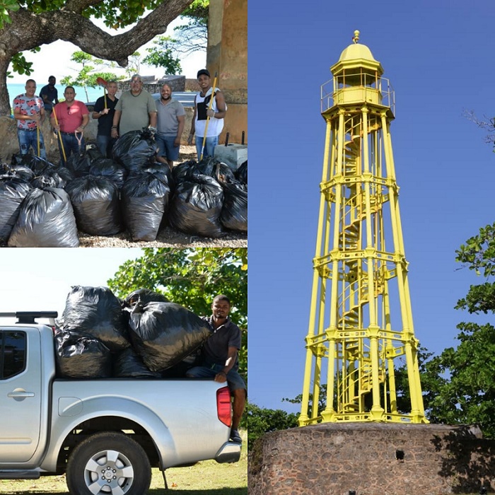 Fotógrafos puertoplateños realizaron operativo de limpieza en el entorno del Faro Histórico en La Puntilla del Malecón