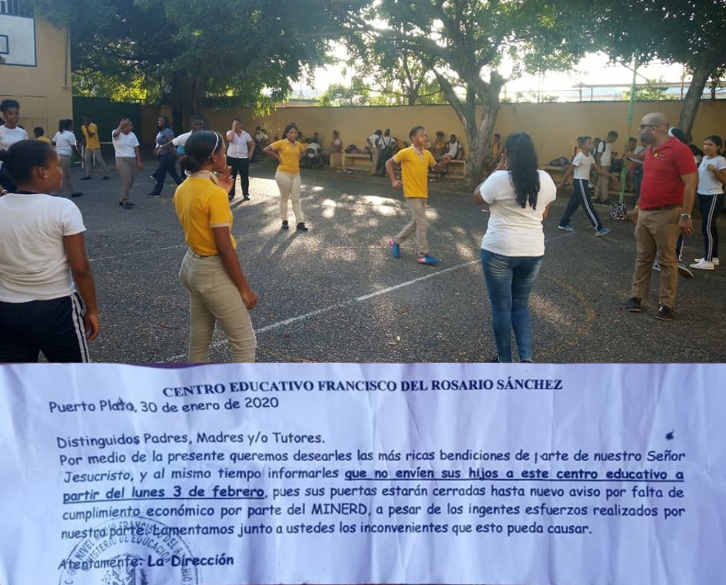 Cierran escuela en Puerto Plata por falta paga a propietarios del local, reubican estudiantes en otro centro