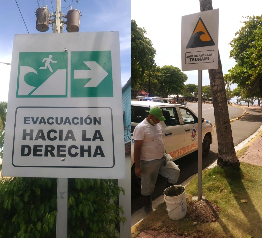 Colocan letreros de orientación en zonas de Puerto Plata para empoderar población ante un posible tsunami