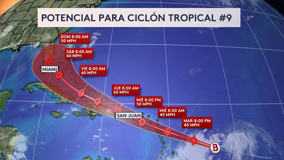 Emiten alerta para el Caribe por amenaza de tormenta con potencial de convertirse en ciclón Tropical