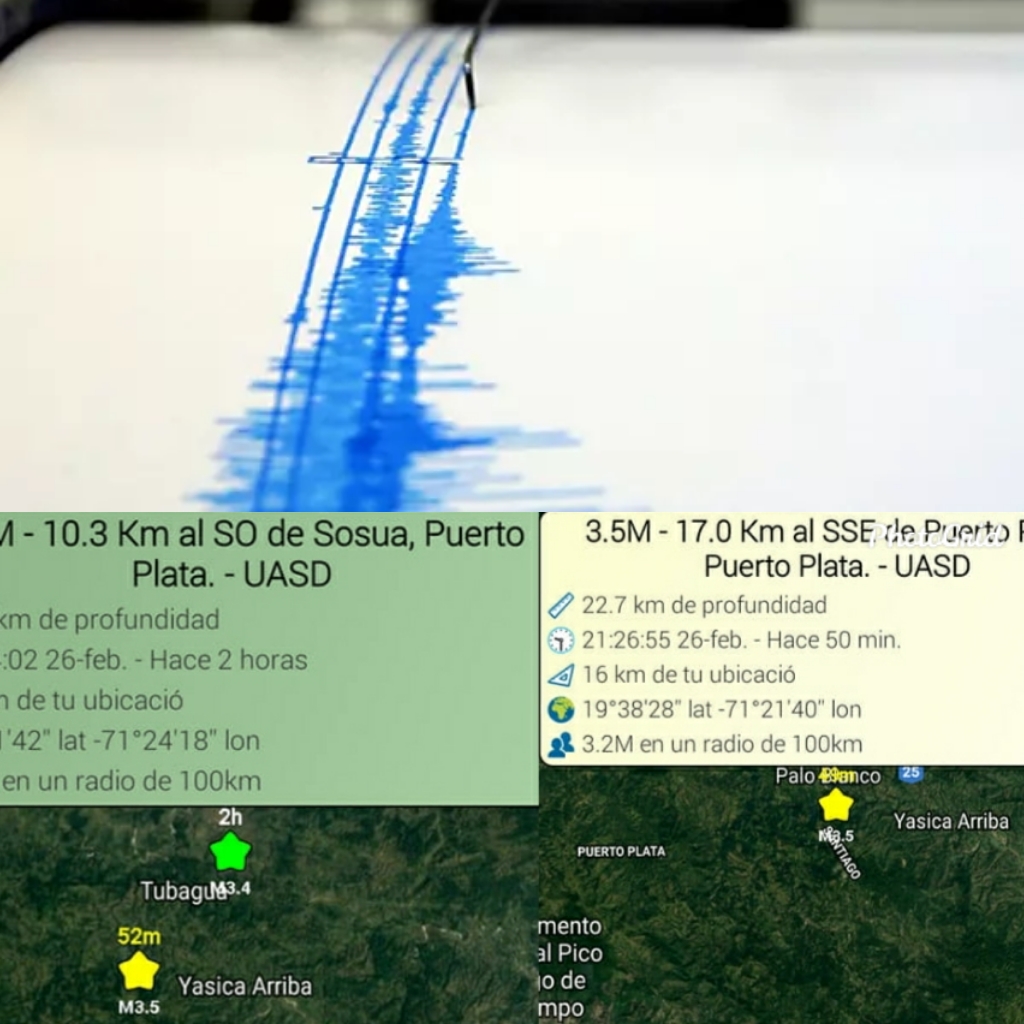 ¡Ay Mamá…La Tierra tembló! Se registran dos sismos de baja intensidad en zona montañosa de Puerto Plata