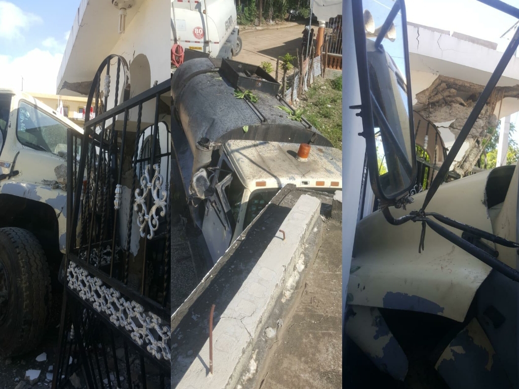 Camión al cual le fallaron los frenos causa destrozos a una vivienda en San Marcos