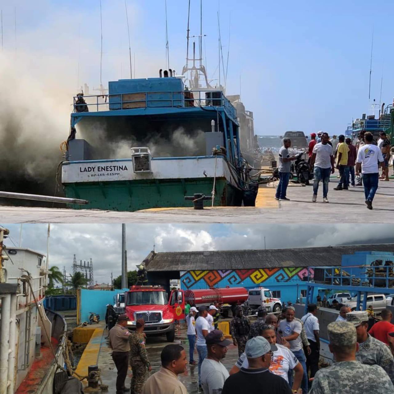 Incendio en barco pesquero deja dos personas lesionadas en Puerto Plata