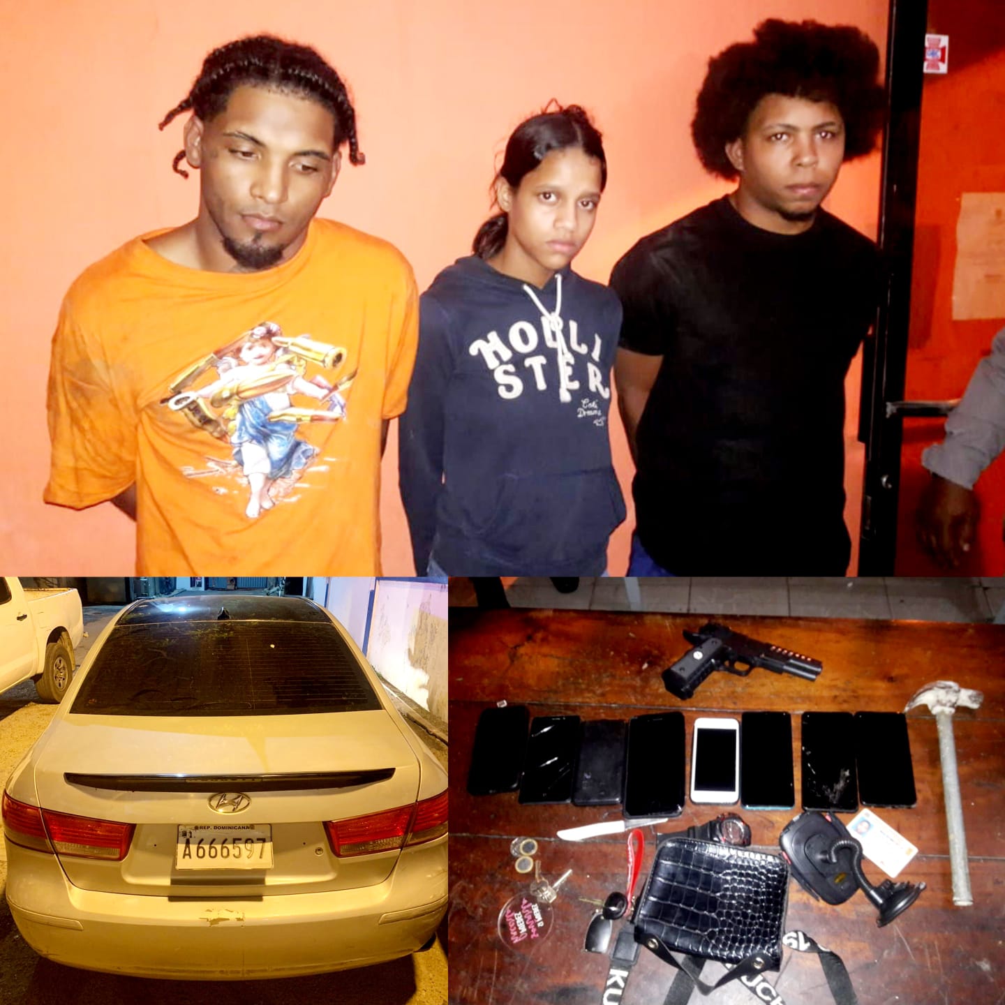 Apresan 3 sospechosos de actos delictivos a bordo de un vehículo en Puerto Plata y le ocuparon varios objetos