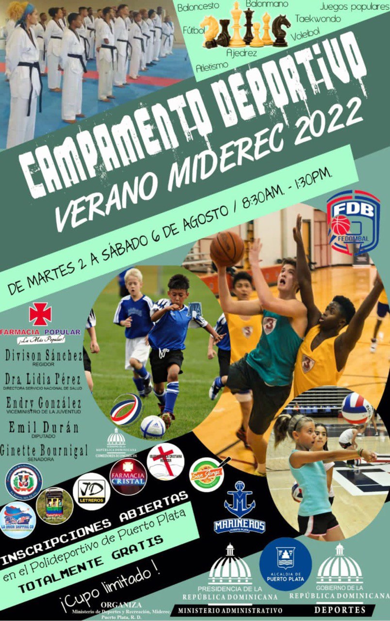 MIDEREC realizará en agosto “Campamento Deportivo Verano 2022” en Polideportivo de Puerto Plata 