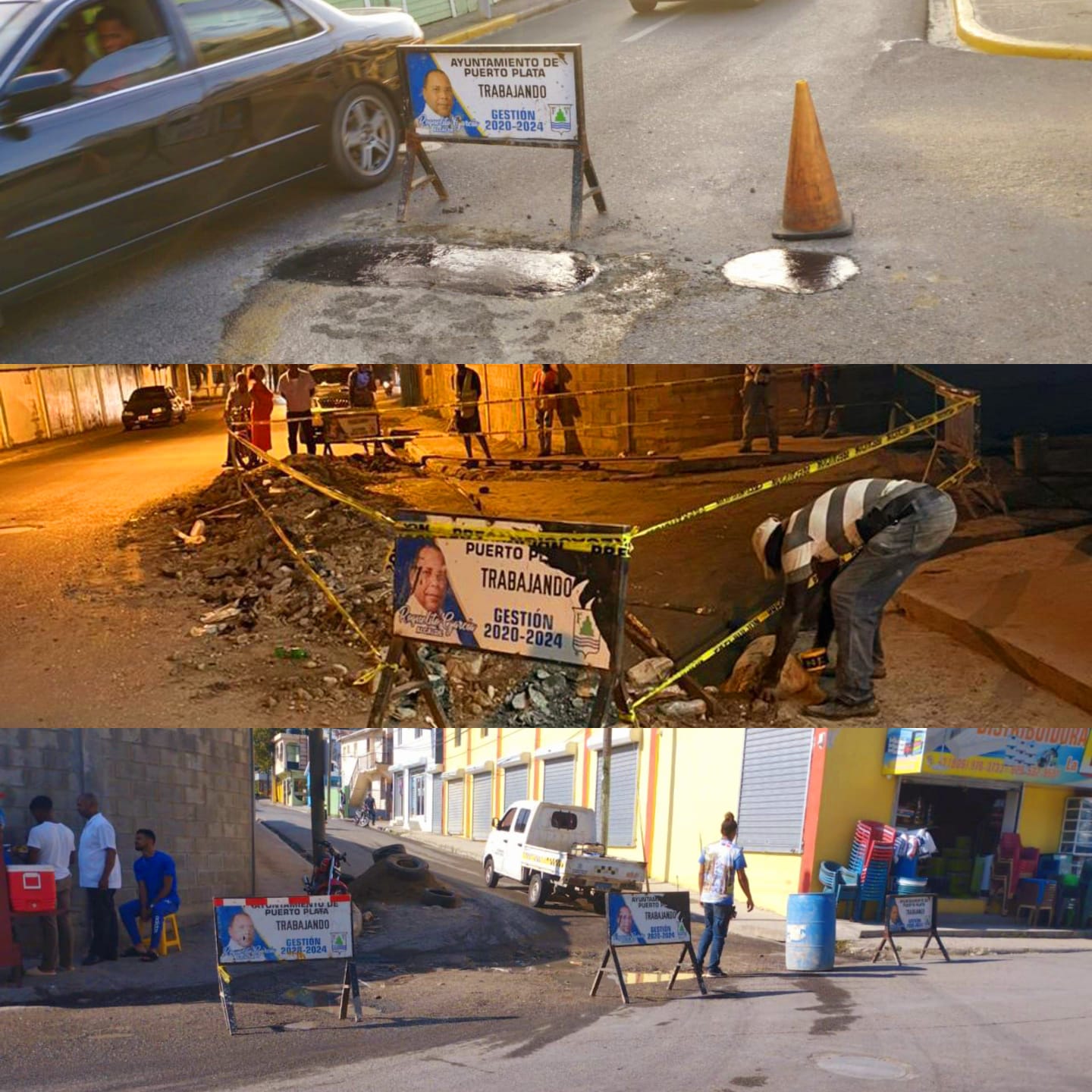 Cabildo de San Felipe de Puerto Plata realiza operativos de bacheo y arreglo de badenes