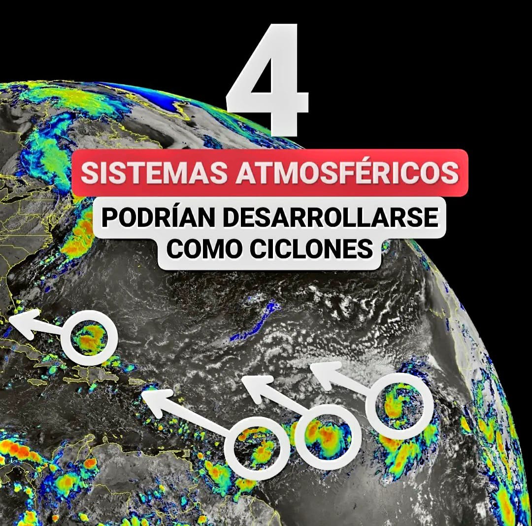 Cuatro fenómenos atmosféricos se desplazan rumbo al Caribe; onda tropical estará causando lluvias