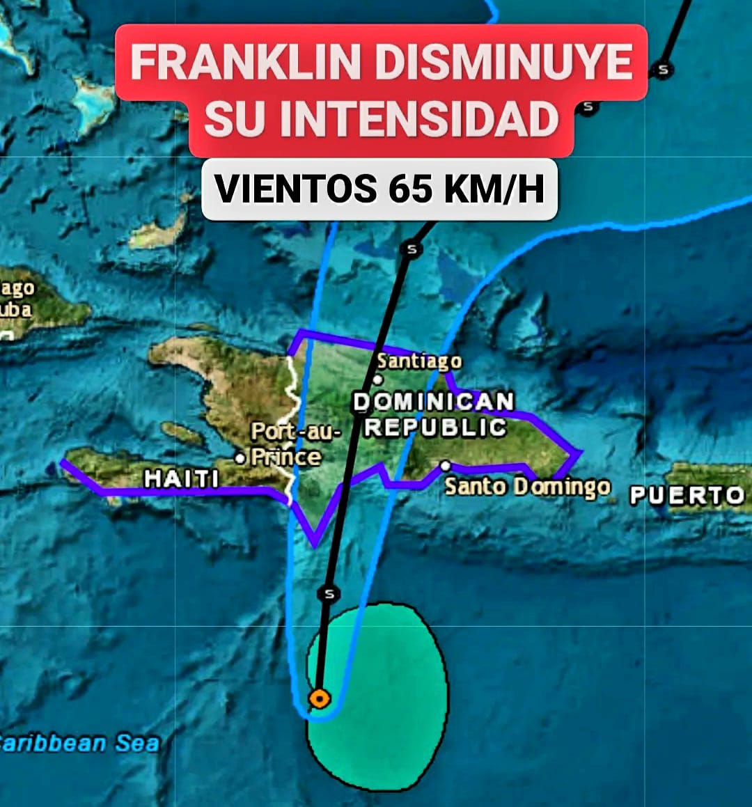 Tormenta Franklin ha empezado a debilitarse tocaría tierra por Barahona