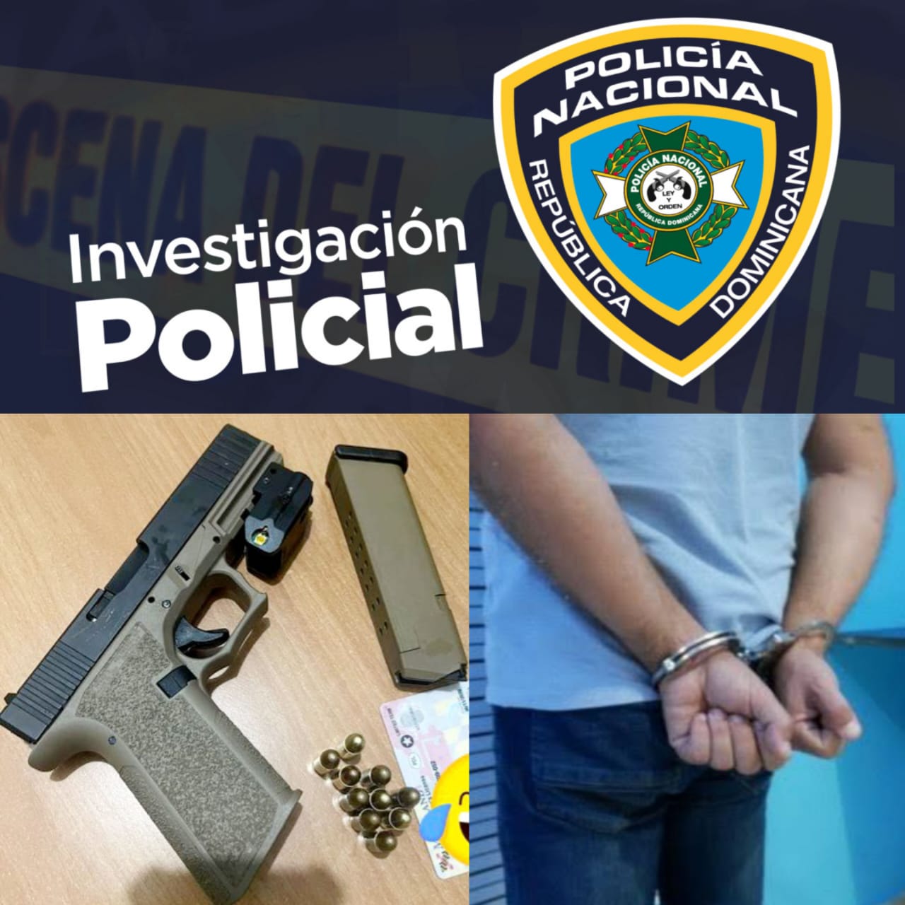 Arrestan hombre portaba pistola ilegal cargada y con mira infrarroja en Guananico