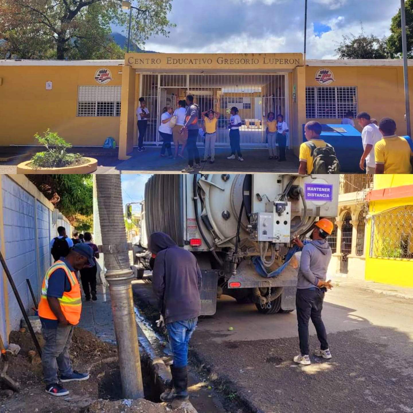 CORAAPPLATA soluciona grave taponamiento en desagüe cloacal de escuela Gregorio Luperón