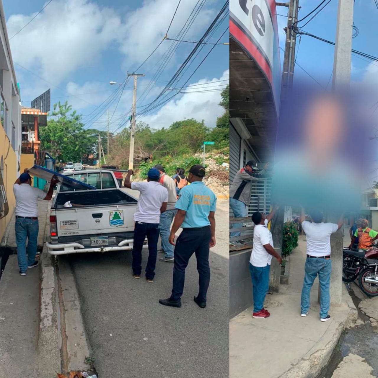 Alcaldía Municipal retira propaganda política de espacios públicos no permitidos en Puerto Plata