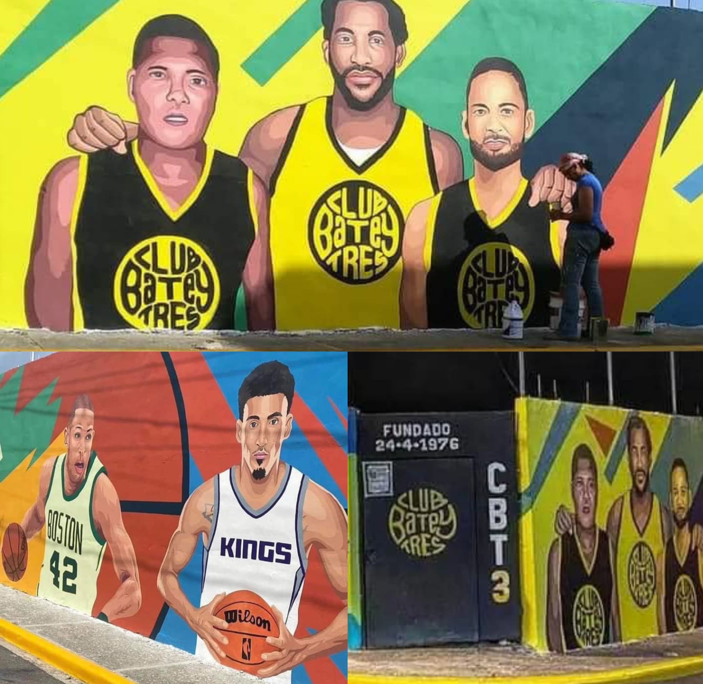 Rinden homenaje a 5 célebres atletas puertoplateños con murales en verja del Club Batey Tres