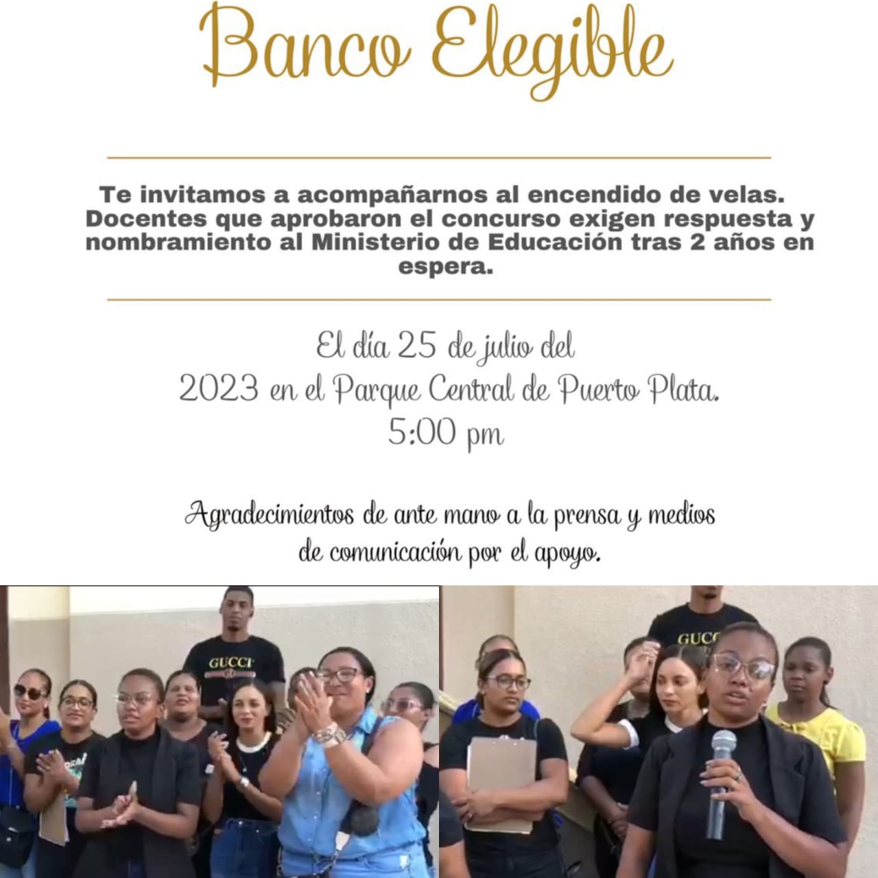 Profesores que pasaron concurso de Educación en Puerto Plata protestan exigiendo ser nombrados