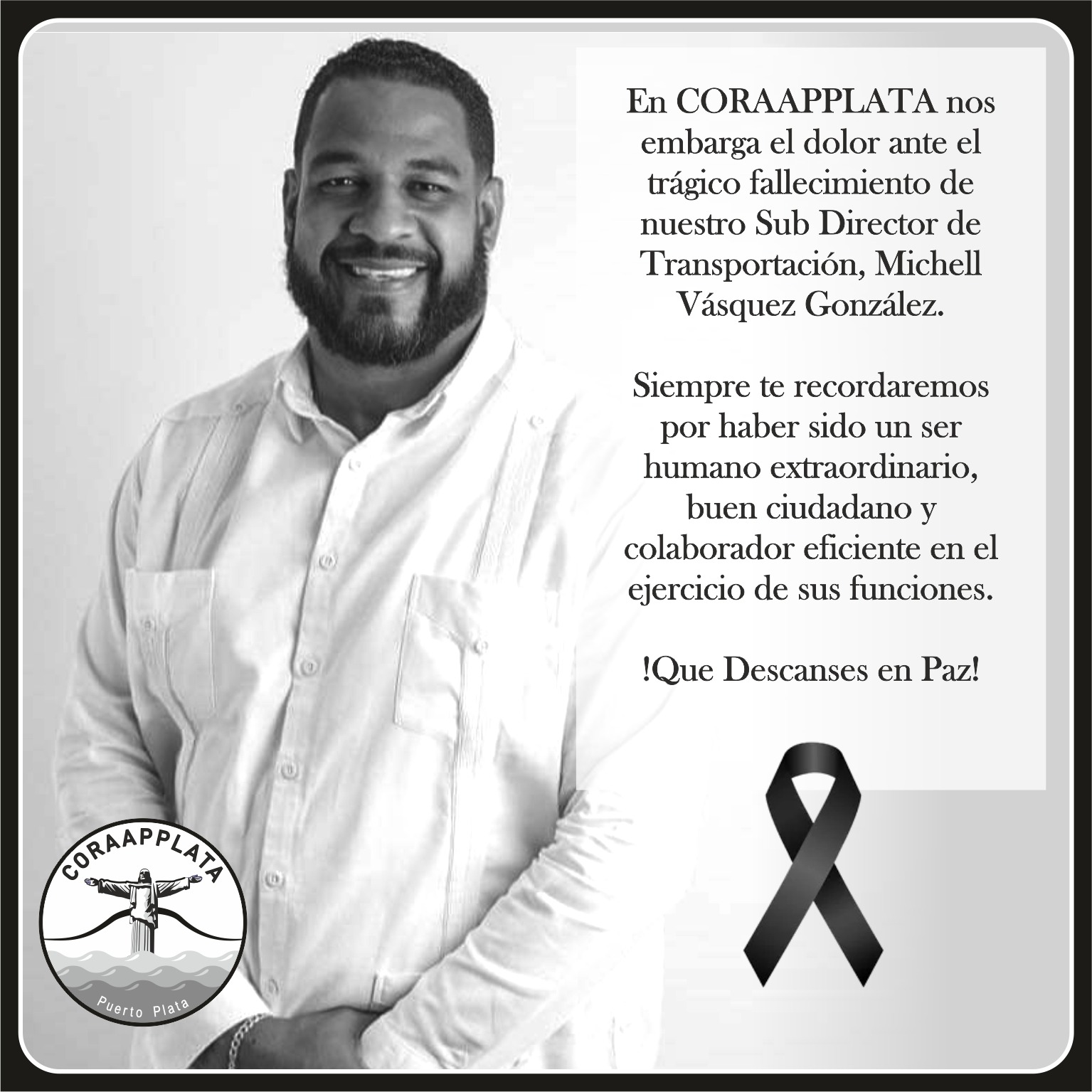 CORAAPPLATA lamenta muerte trágica de empleado durante un asalto