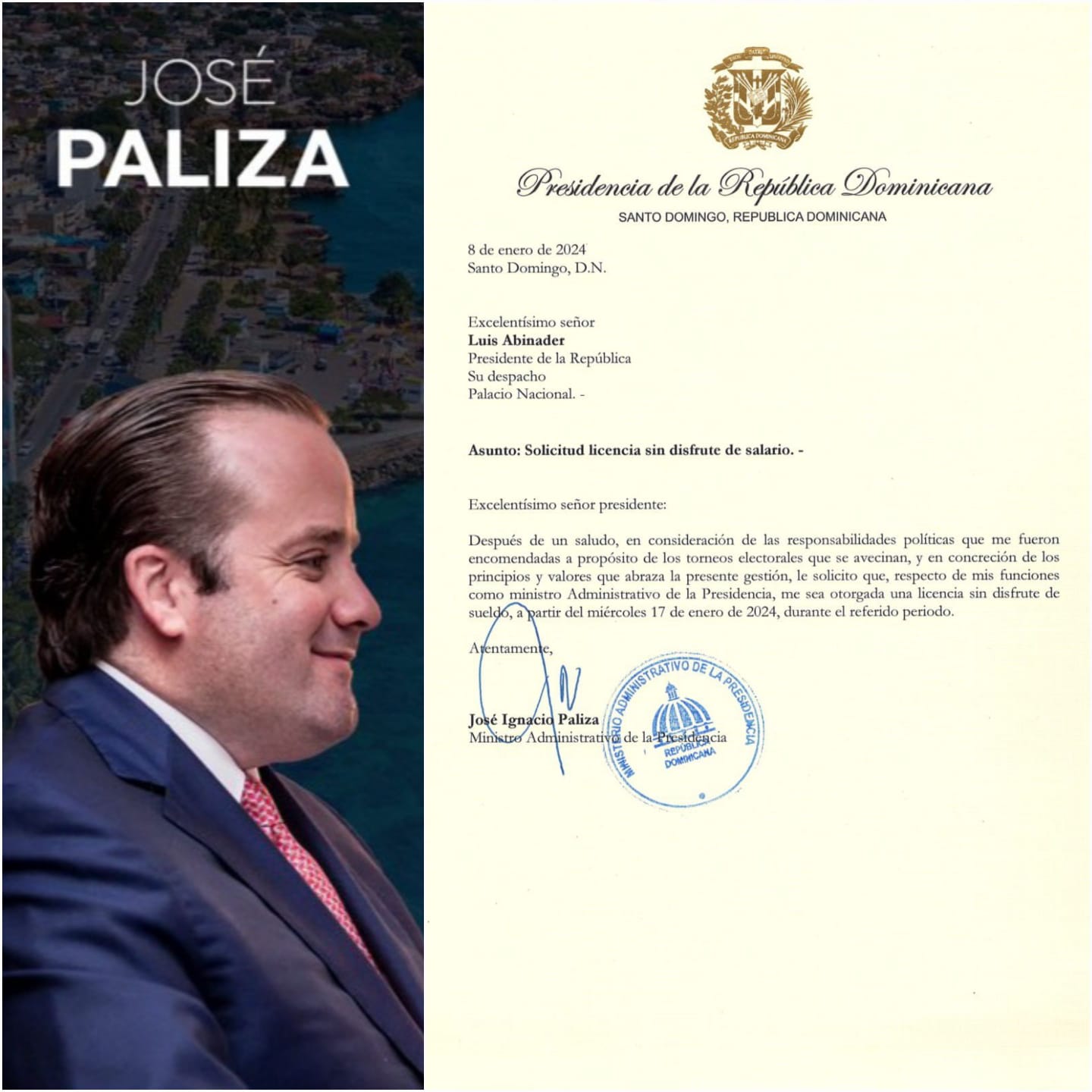 Ministro Paliza tomará licencia como funcionario por responsabilidades en campaña electoral        
