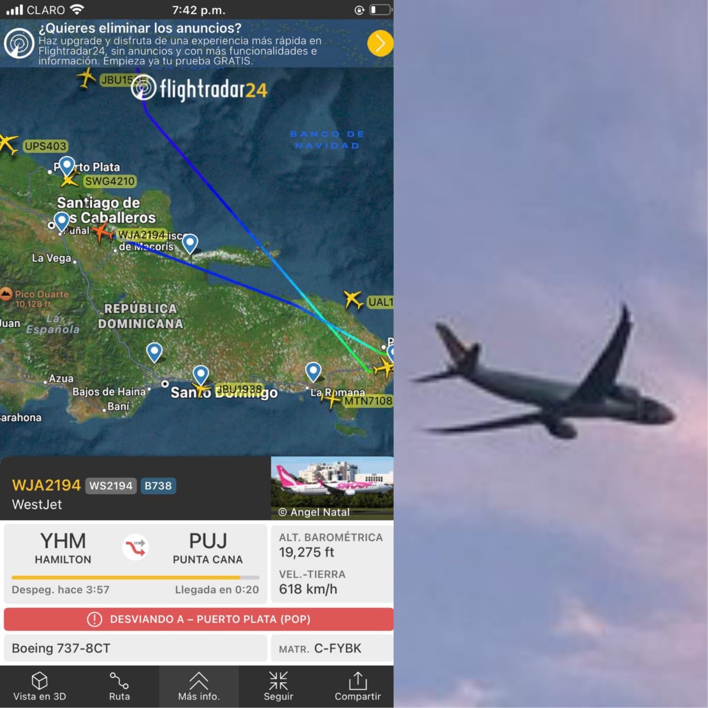  Desvían a Puerto Plata avión que no pudo aterrizar en Punta Cana por fuertes lluvias