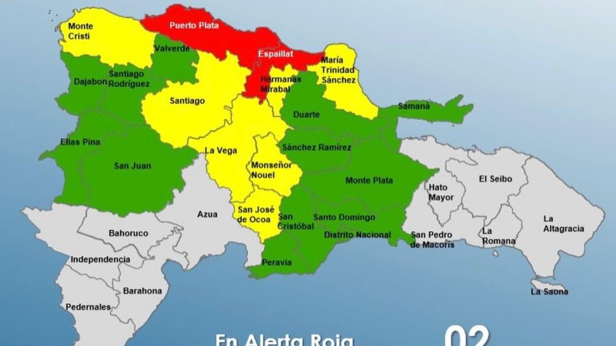 COE declara en alerta roja a Puerto Plata y Espaillat por vaguada que provocará fuertes lluvias en gran parte del país