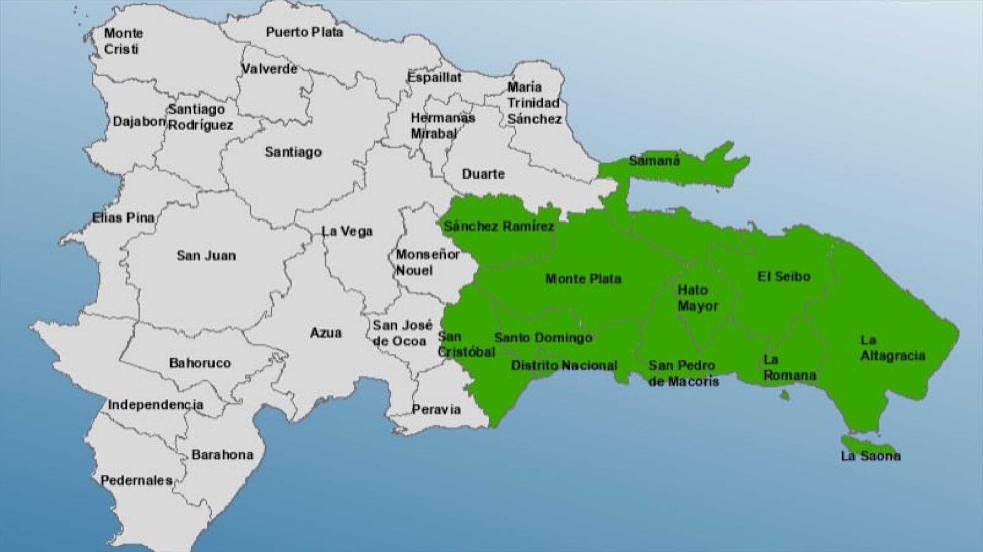 COE coloca 11 provincias y el Distrito Nacional en alerta verde por lluvias, tronadas y ráfagas de viento
