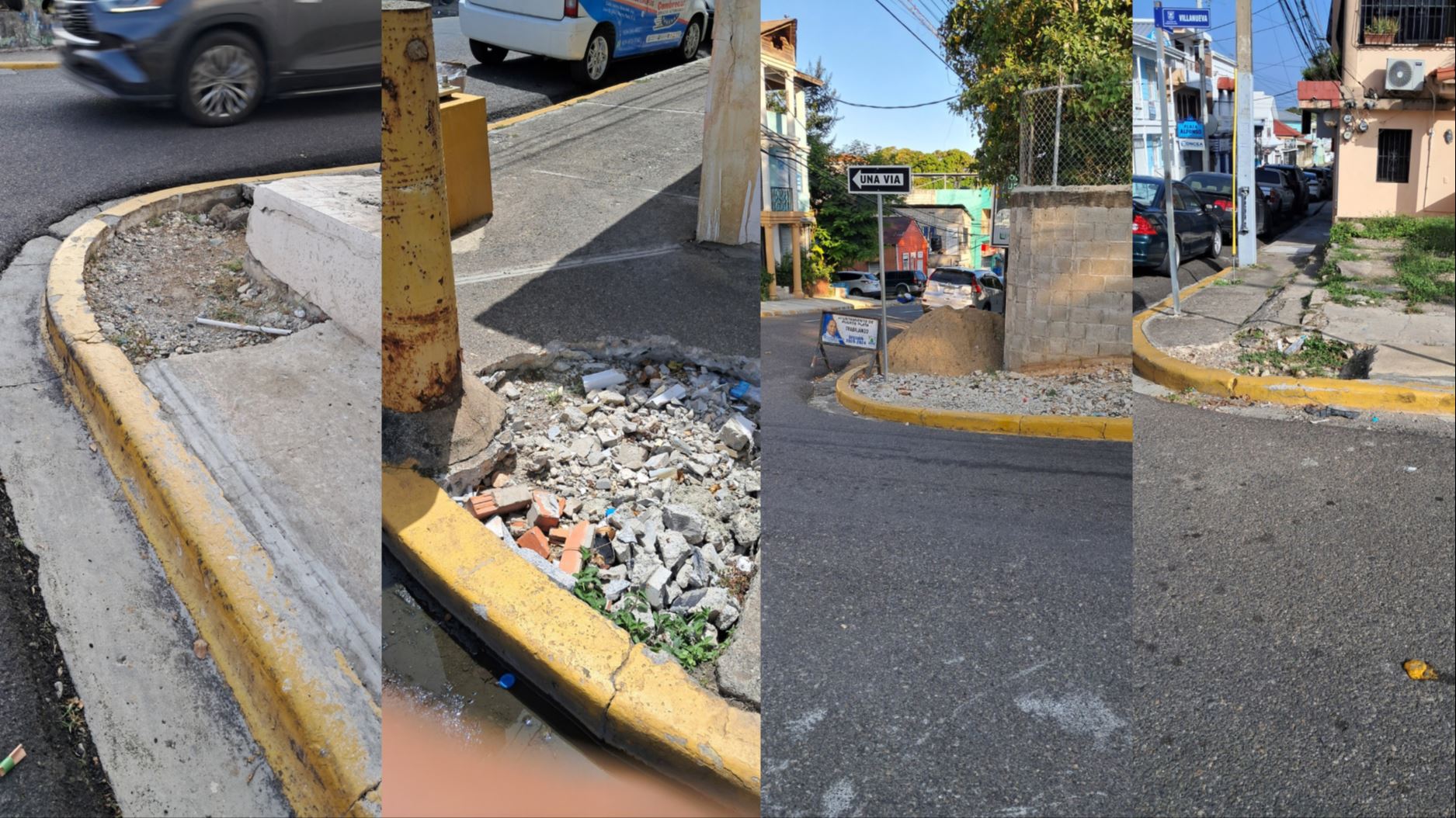 Quejas por aceras a medio reparar durante meses en Puerto Plata