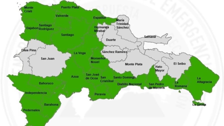 COE amplía a 22 las provincias en alerta verde por incidencia de una vaguada