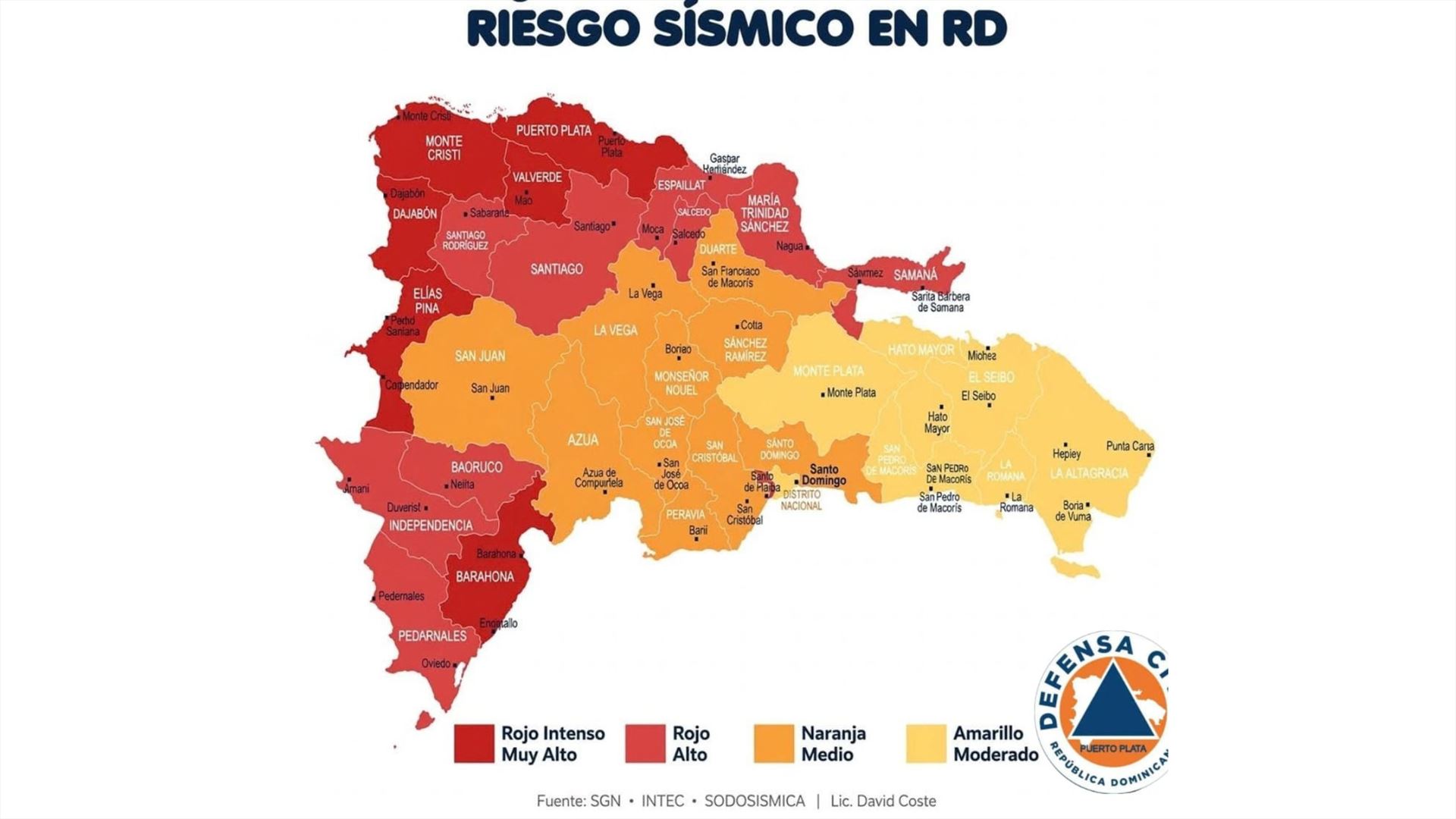 Defensa Civil revela mapa de riesgo sísmico de República Dominicana y exhorta a la preparación de la población