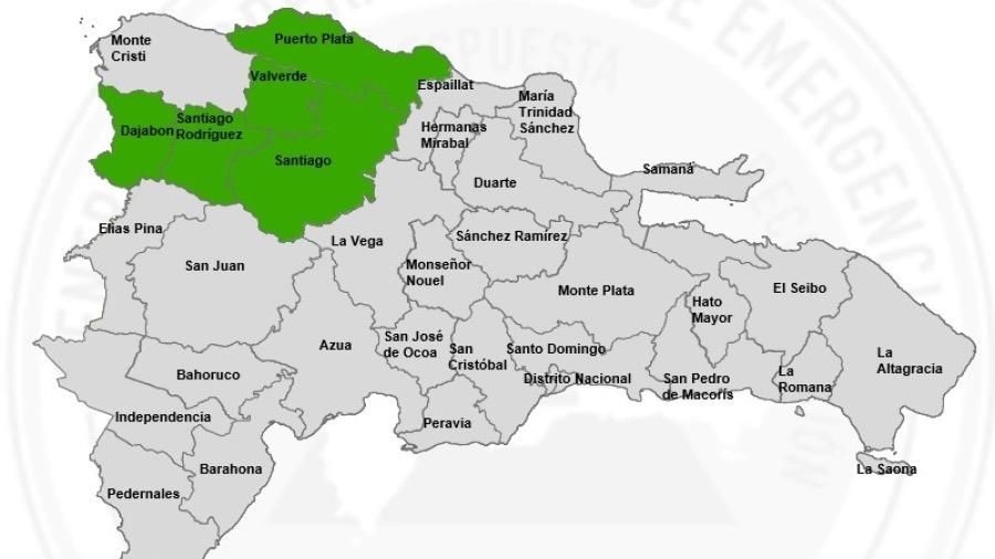 COE coloca a Puerto Plata y cuatro provincias más en alerta verde por una vaguada