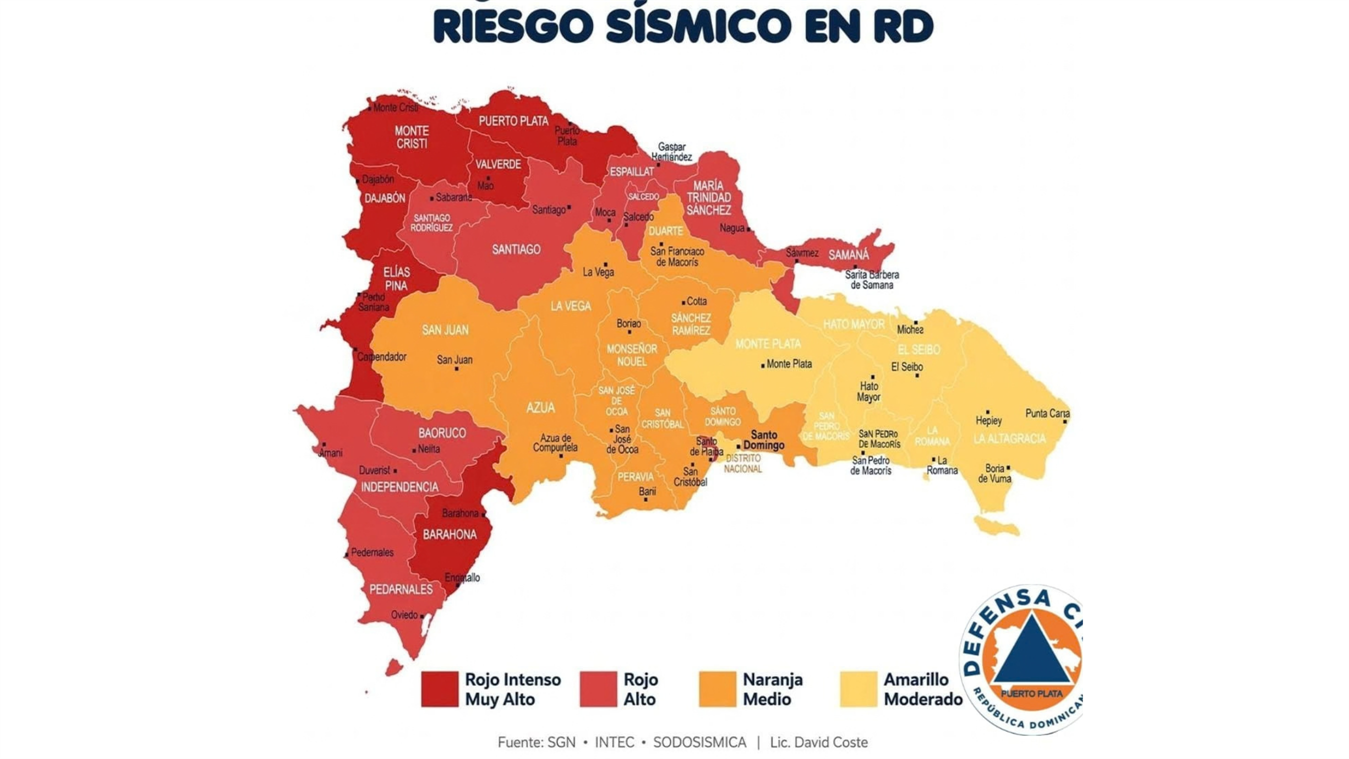 Defensa Civil revela mapa de riesgo sísmico de República Dominicana y exhorta a la preparación de la población